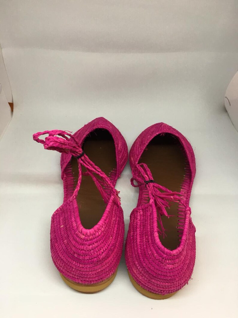 pink raffia sandals