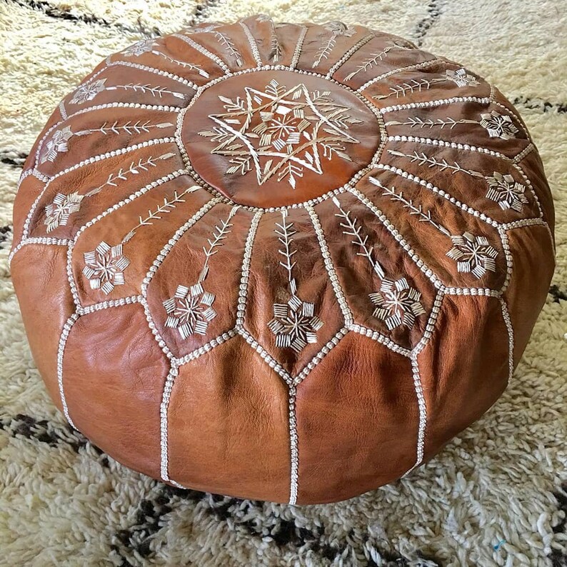 40 OFF STUFFED Moroccan Pouf Ottoman floor Leather Luxury Etsy