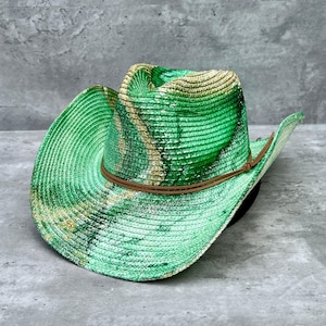 Green + Gold Straw Cowboy Hat