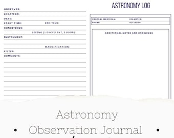 Explore the Cosmos: Astronomy Observation Journal with Log Sheets 120 Pages | Astronomy Planner | Planet, Moon, & Star Tracker | Digital PDF
