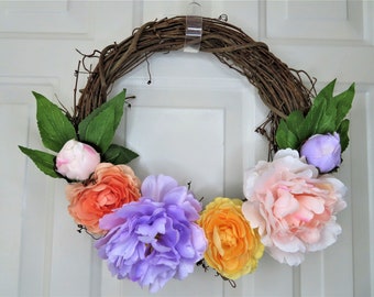 Summer Wreath| Spring Wreath| Flower Wreath| Wreath Door Hang