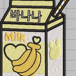 Korean Banana Milk Carton Machine Embroidery Design File 4x4