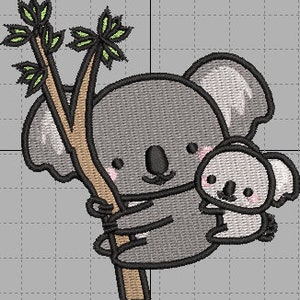 Cute Koalas in a tree Machine Embroidery Design File 4x4