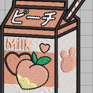 Japanese Peach Milk Carton Machine Embroidery Design File 4x4