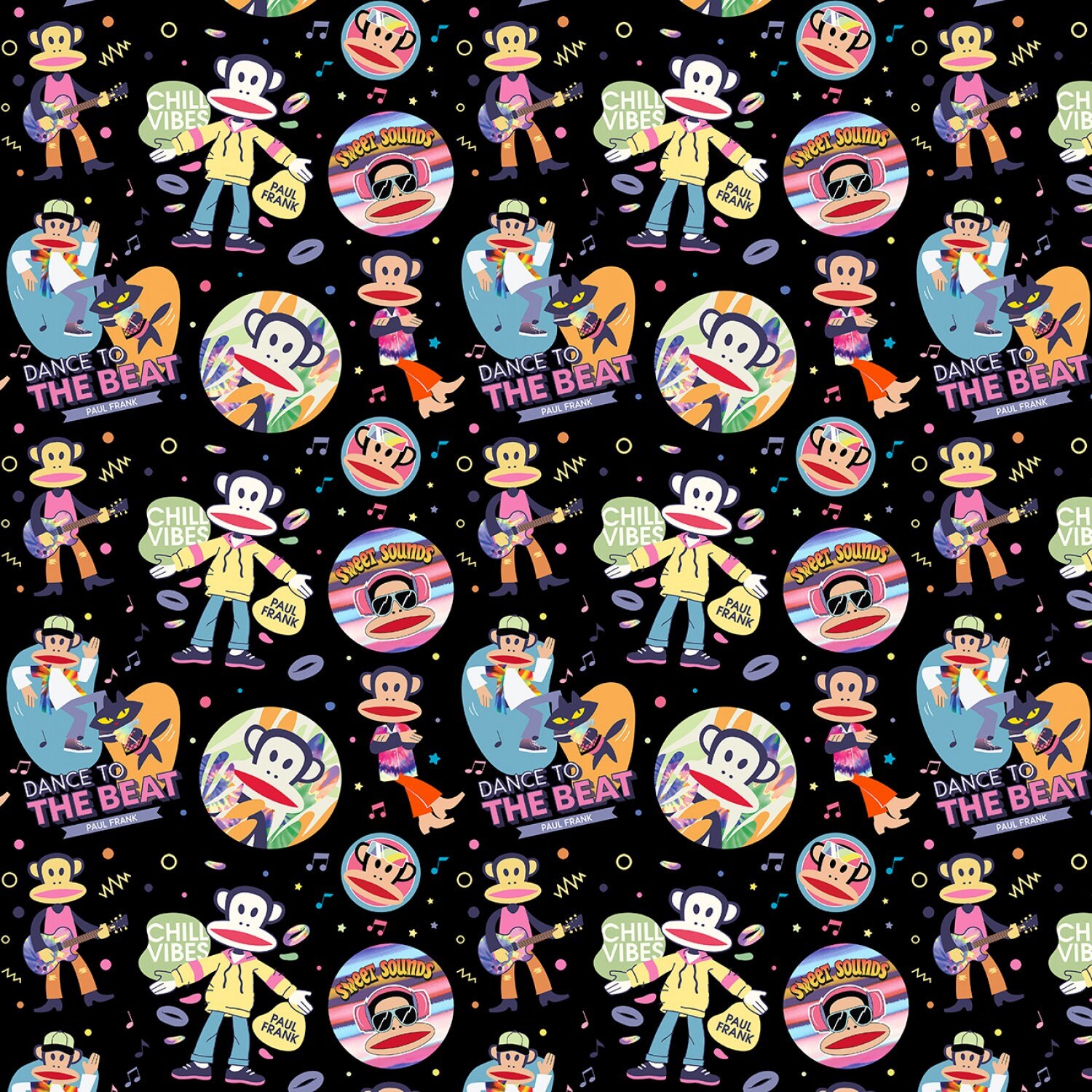 Paul Frank Black cotton Fabric