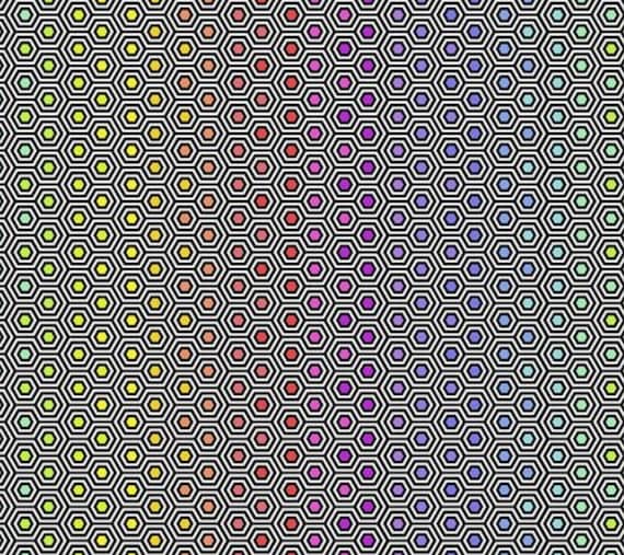 Linework Hexy Rainbow Ink - Tula Pink - PER QUARTER METRE Linework Hexy Rainbow Ink - Tula Pink - PER QUARTER METRE