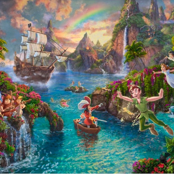 Disney Thomas Kinkade Peter Pan Panel Cotton fabric