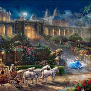 Disney Thomas Kinkade Klok slaat Midnight Panel Katoenen stof