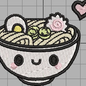 Noodle Bowl with heart Machine Embroidery Design File 4x4