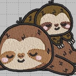 Cute Sloth and baby Machine Embroidery Design File 4x4