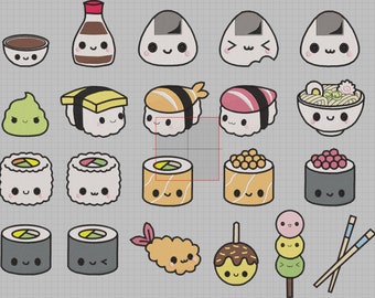 Small Kawaii Sushi Mix 21 Machine Embroidery Designs File 2.5 | Etsy