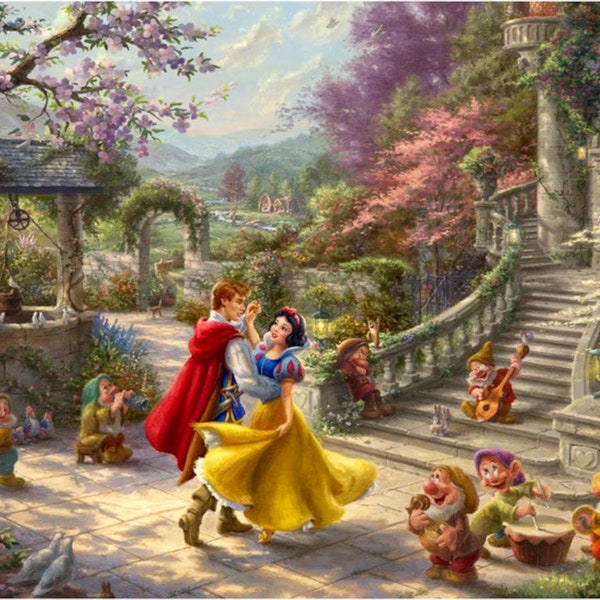 Disney Thomas Kinkade Snow White Panel Tissu en coton