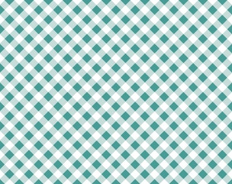 Teal Gingham Cotton Fabric