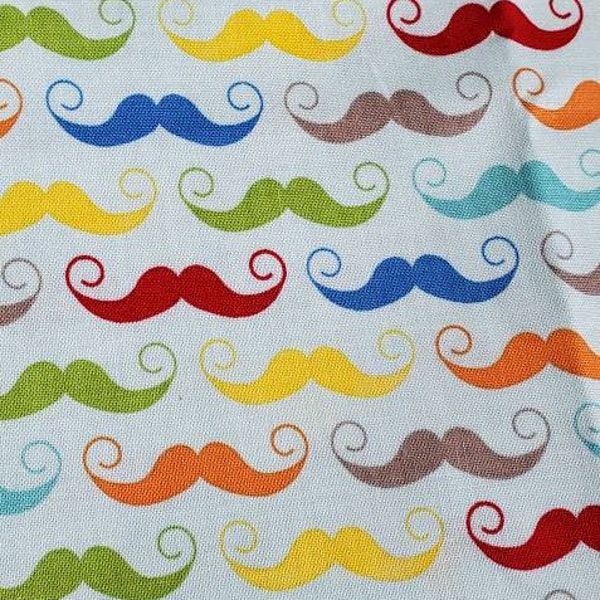 Tissu de coton moustache arc-en-ciel