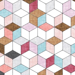 Pink Hexagons cotton Fabric