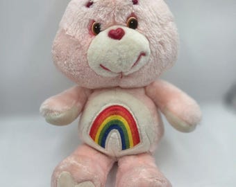 Osito Cariñoso Original Vintage 1983 KENNER 13" CHEER BEAR Peluche Rosa Arcoíris Limpio