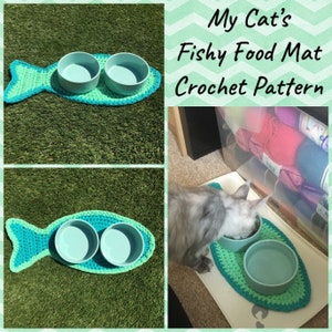 My Cat's Fishy Food Mat Crochet Pattern PDF, Digital Instant Download