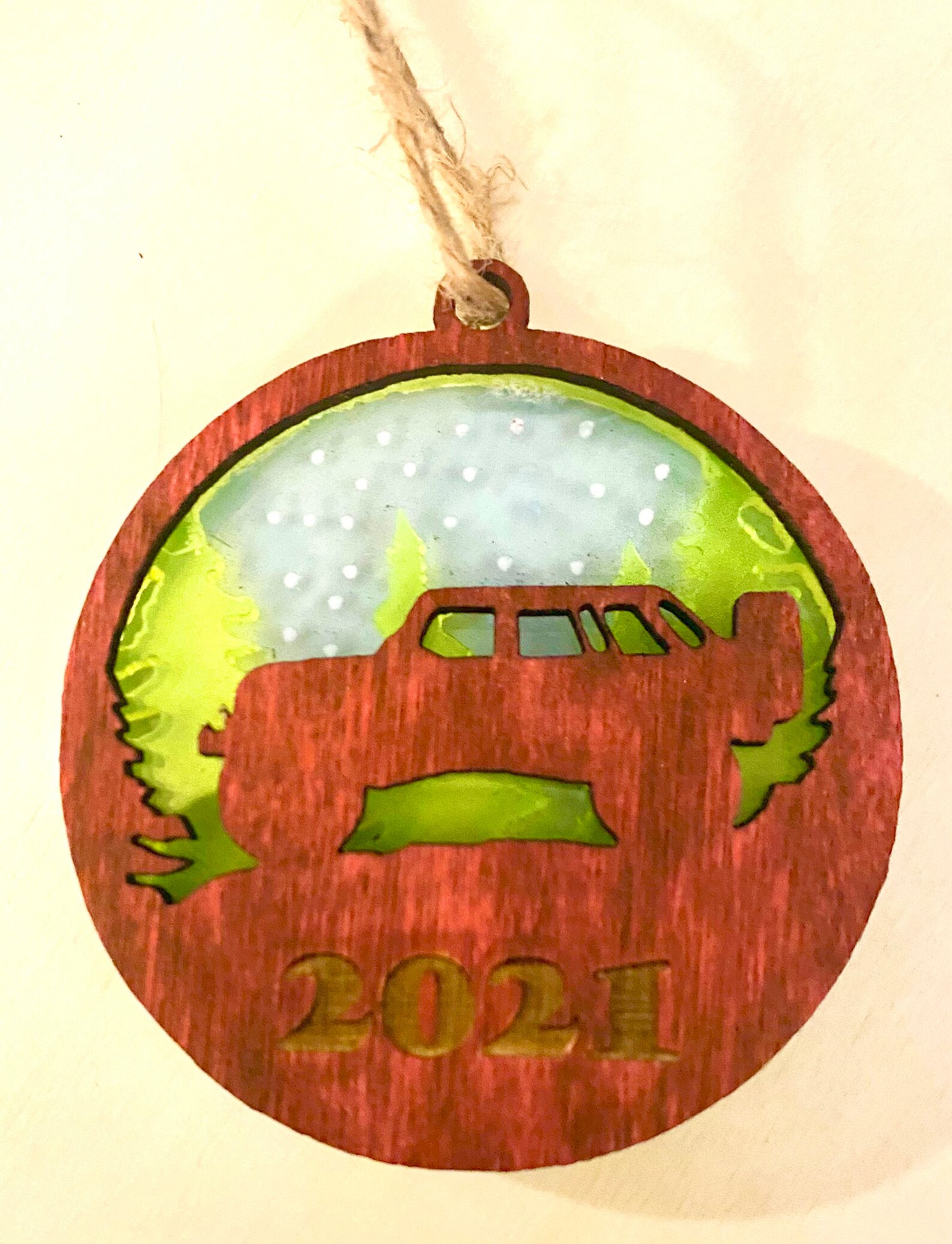 Layered Laser Engraved Jeep Inspired Ornament Etsy