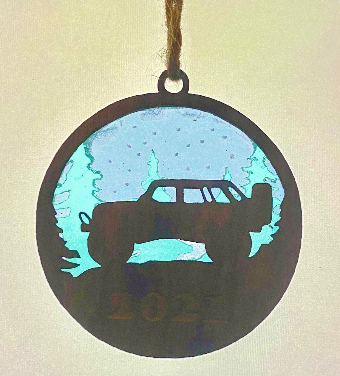 Layered Laser Engraved Jeep Inspired Ornament Etsy