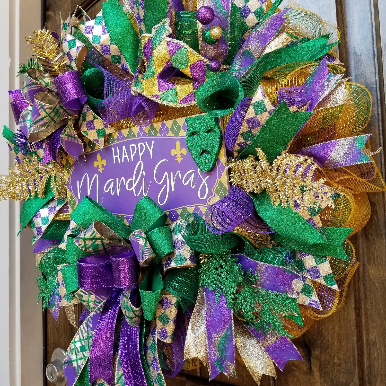 Mardi Gras Wreath for Front Door Wreath Mardi Gras Wreath Etsy