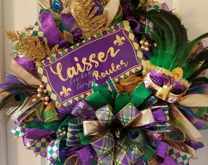 Mardi Gras Wreath Mardi Gras Front Door Wreath Festive Etsy