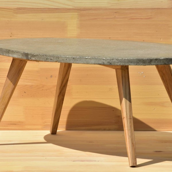 Tavolino in cemento / rustico moderno industriale / tavolino basso fatto a mano / Cemento e legno / Mobili interni