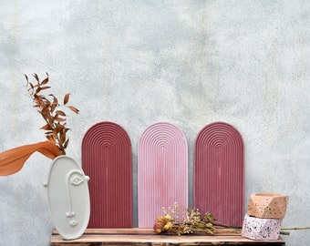 Bandeja decorativa de arco arco iris de hormigón / Bandeja de hormigón / Decoración del hogar escandinavo moderno boho nórdico / Plato ondulado / decoración de regalo /