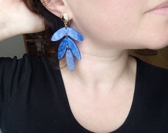 Boucles d'oreilles feuilles en acétate