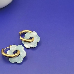 Pendientes de aro mini FLO - durmiente y flor