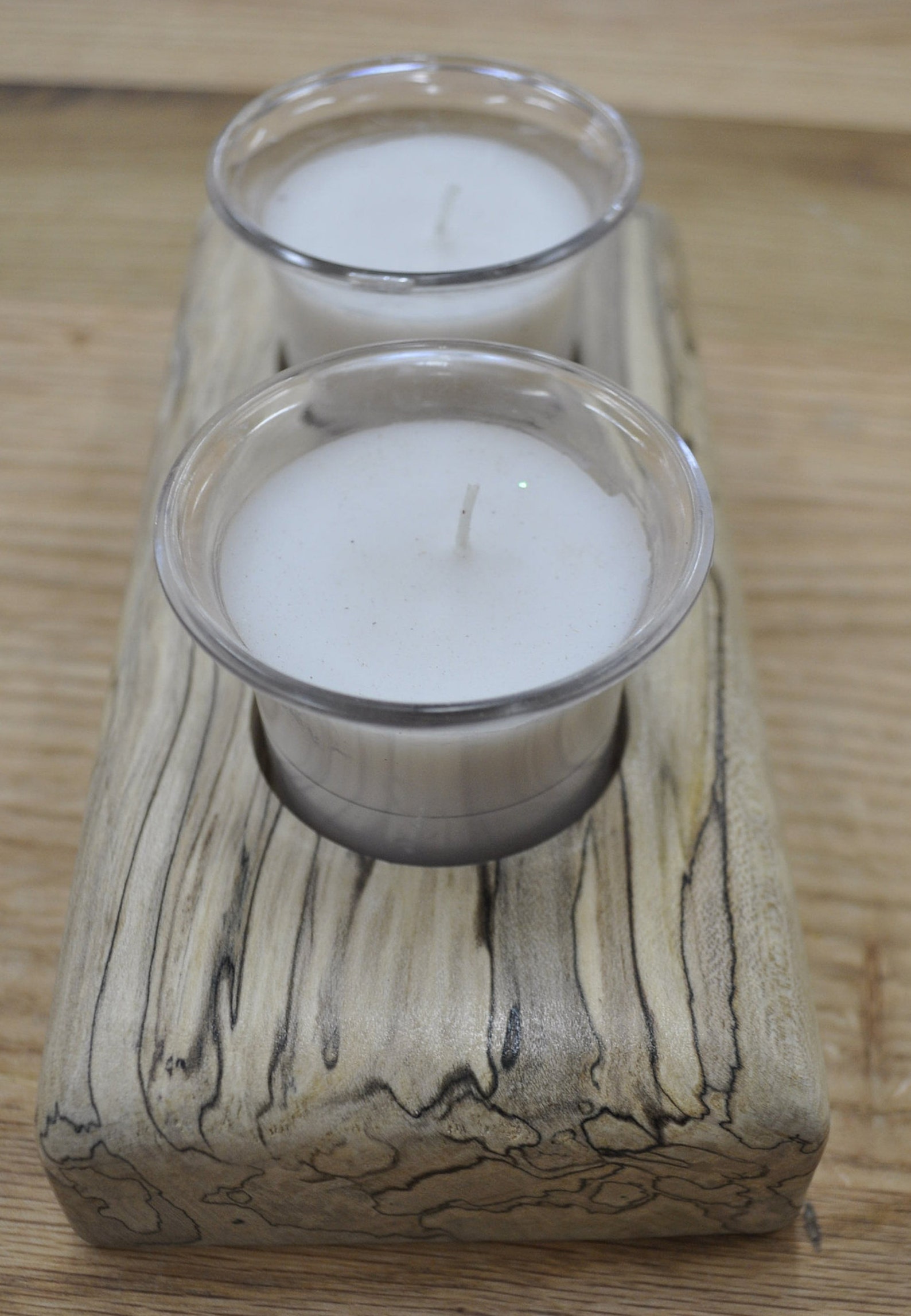 Spalted Maple Candle Holder Centerpiece Rustic Wood Log Etsy