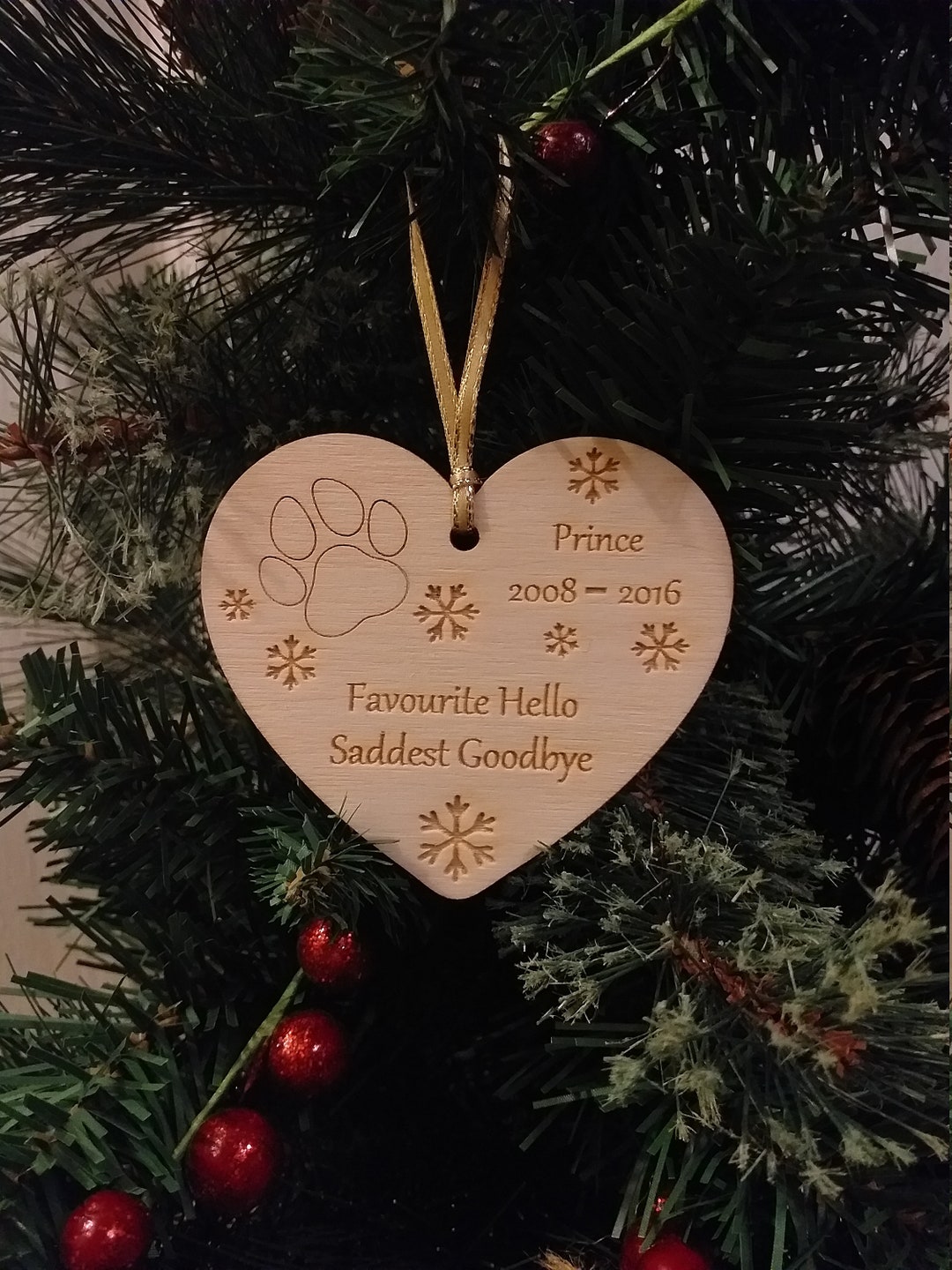 Personalised Pet Memorial Christmas Tree Decoration, Pet Memorial Gift