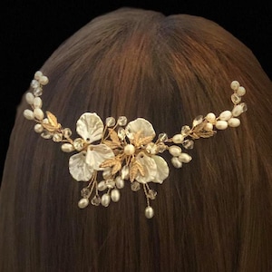 Brauthaarschmuck Braut Haarschmuck Haardraht Perlen Kristallen Strasssteine Hochzeit Haarsteck Headpiece Blumenkranz