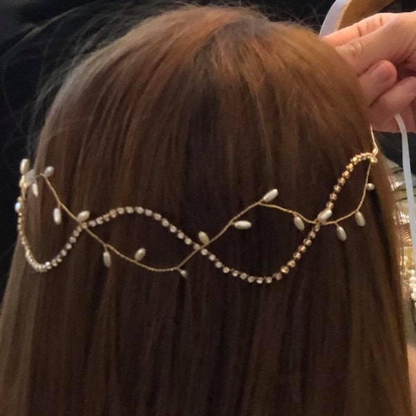 Brauthaarschmuck Braut Haarschmuck Haardraht faux Perlen Kristallen Strasssteine Hochzeit Haarsteck Headpiece Blumenkranz