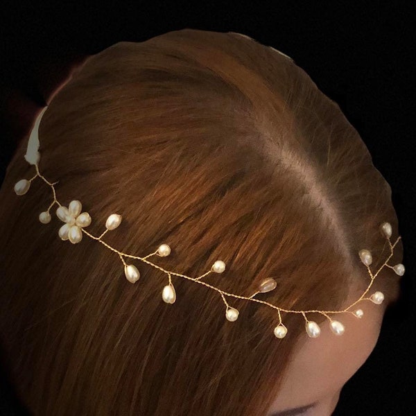 Brauthaarschmuck Braut Haarschmuck Haardraht faux Perlen Kristallen Strasssteine Hochzeit Haarsteck Headpiece Blumenkranz