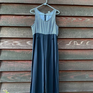 Vintage striped jumpsuit wide leg romper