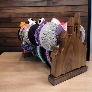 Disney inspired Castle Ear Holder Stand, Black Walnut Display, Ear Organizer