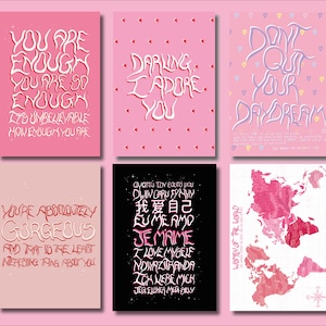6er Pack Feministische Selbstliebe Postkarten - A6 Postkarten Multipack - Pick-me-up Postkarte