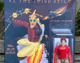 Handmade Custom WW2 Multiarticulated 3.75” Rocketeer Zipline Action Figure Dave Stevens Tribute for Charity