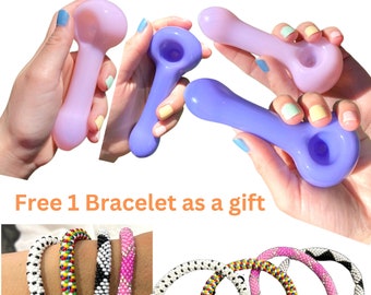 Hand made Glass Girly Bracelets as a Free gift with Pink & Purple Glass Art .