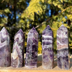 Chevron Amethyst Tower Amethyst Point  Purple Crystal Third Eye Chakra Crown Chakra Stress Relief Healing Crystal February Birthstone