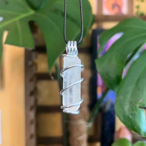 Natural Lemurian Seed Pendant, Lemurian Quartz Pendant, Clear Quartz Point, Silver Wire Wrapped Pendant, Crystal Necklace, Crystal Pendant