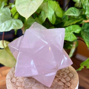 Große Rosenquarz Merkaba, Heilige Geometrie, Selbstliebe Kristall, Chakra, Heilender Kristall, Manifestation, Liebe anziehen, Seltene 12 Punkte Merkaba