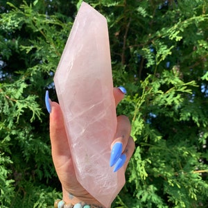 Rose Quartz Double Terminated Point Self Love Trust Friendship Mineral Healing Crystal Manifest Attract Love Spiritual Heart Chakra