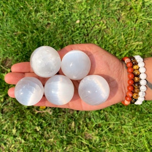 Selenite Sphere, Small Crystal Ball, Self Cleansing Stone, Gypsum Orb, Moon Goddess Crystal Sphere,  Orb Good Luck Protection Crown Chakra,