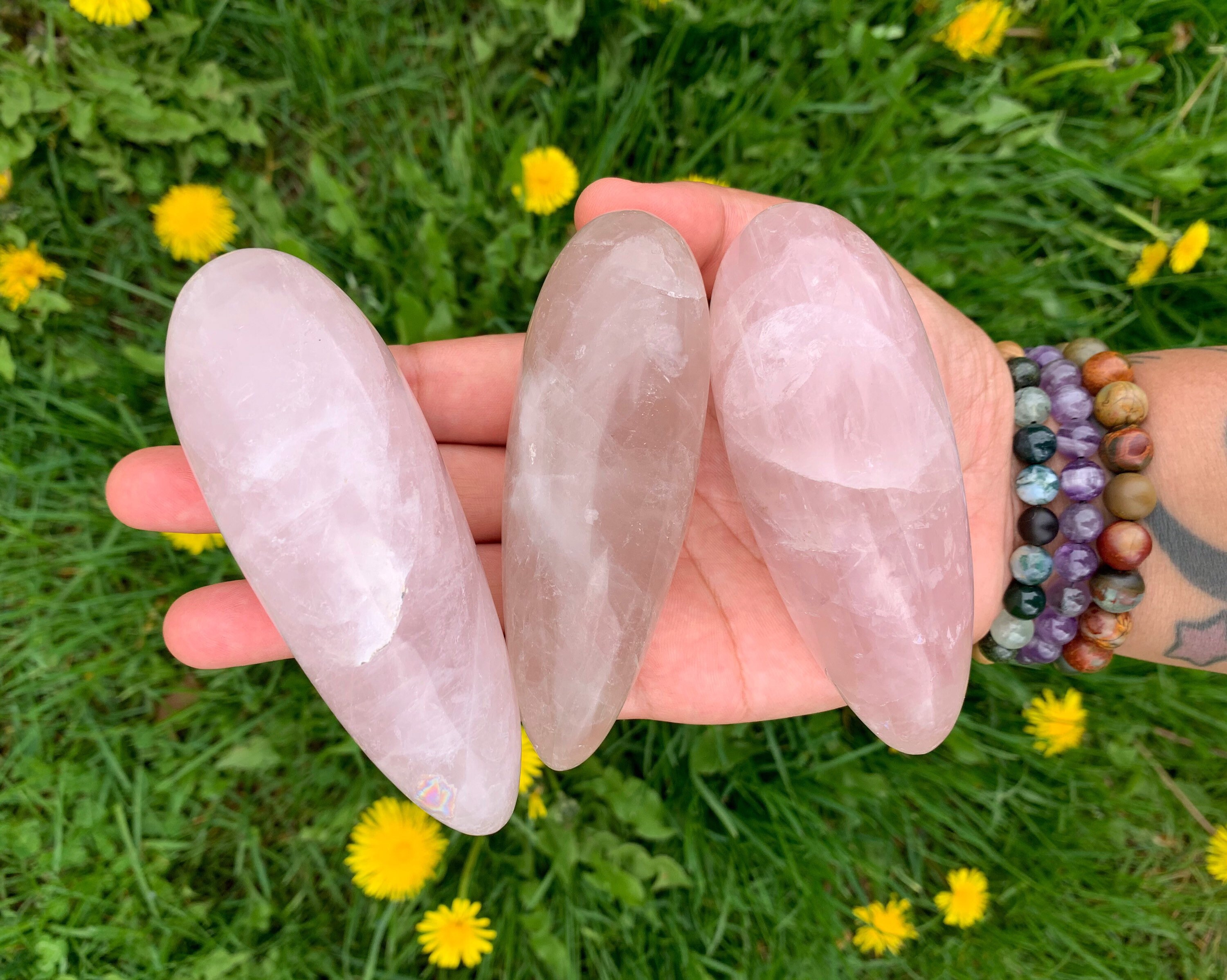 Rose Quartz Massage Wand Reflexology Heart Chakra Self Love Etsy