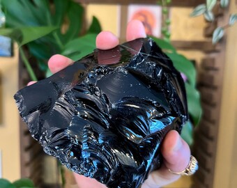 Raw Black Obsidian Chunk: Grounding Stone, Root Chakra, Protection Crystal