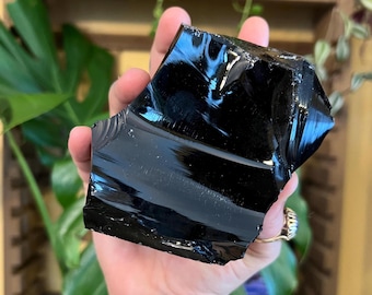 Raw Black Obsidian Chunk: Grounding Stone, Root Chakra Crystal