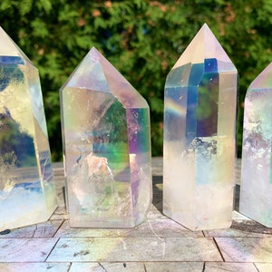 Angel Aura Quartz Tower, Rainbow Aura Quartz Point, Master Healer, Stone for Inner Peace, Double Terminated Quartz, Magic Mineral,Aura Lite
