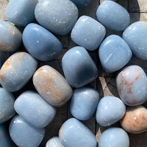 Angelite Tumble Stone Angel Stone Aquarius Crystal Anhydrite Tumbled Stone Anxiety Relief Stress Relief
