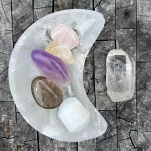 Kit de iniciación con cristales: Piedras curativas para principiantes: cuarzo rosa, amatista y selenita